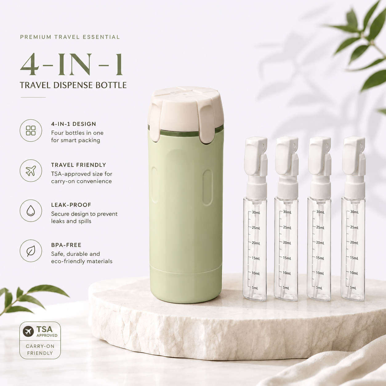 4-in-1 Travel Dispenser Bottle